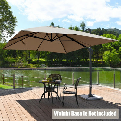 10x13ft Patio Rectangular Cantilever Offset Umbrella with 360° Rotation Function and 4 Tilt Settings