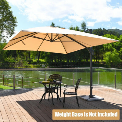 10x13ft Patio Rectangular Cantilever Offset Umbrella with 360° Rotation Function and 4 Tilt Settings