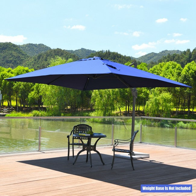 10x13ft Patio Rectangular Cantilever Offset Umbrella with 360° Rotation Function and 4 Tilt Settings