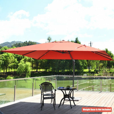 10x13ft Patio Rectangular Cantilever Offset Umbrella with 360° Rotation Function and 4 Tilt Settings