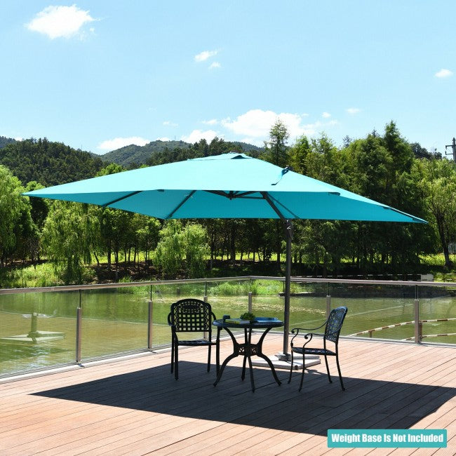 10x13ft Patio Rectangular Cantilever Offset Umbrella with 360° Rotation Function and 4 Tilt Settings