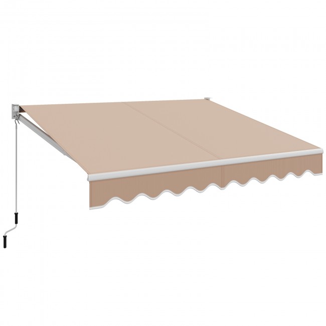 10 x 8.2 Ft Patio Retractable Aluminum Sun Shade Awning with Easy Opening Manual Crank Handle