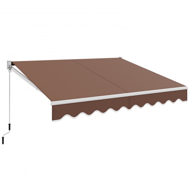 10 x 8.2 Ft Patio Retractable Aluminum Sun Shade Awning with Easy Opening Manual Crank Handle