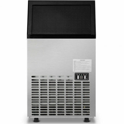 110LBS/24H Free-Standing Commercial Ice Maker Portable Built-In Stainless Steel Ice Machine with 33LBS Storage Capacity