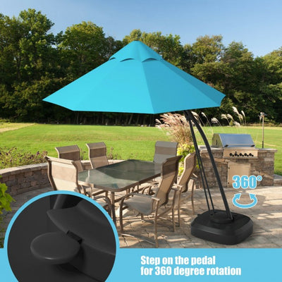 11 FT Outdoor Patio Cantilever Offset Hanging Umbrella with Wheels  and Base