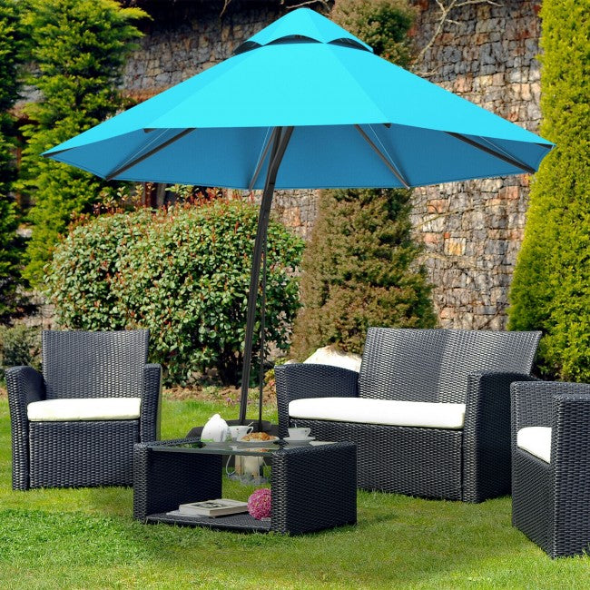 11 FT Outdoor Patio Cantilever Offset Hanging Umbrella with Wheels  and Base