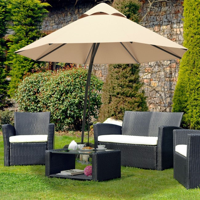 11 FT Outdoor Patio Cantilever Offset Hanging Umbrella with Wheels  and Base