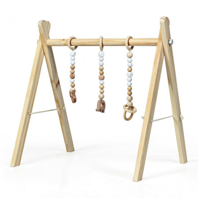 Wooden Baby Play Center with 3 Hanging Toys