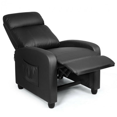 Single Recliner Chair Wingback Chair Home Theater Seating with Massage Function and Side Pocket