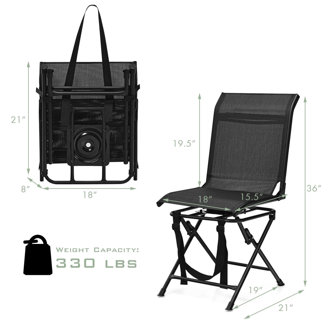 Foldable 360-degree Swivel Hunting Camping Chair with Iron Frame for All-weather Outdoor