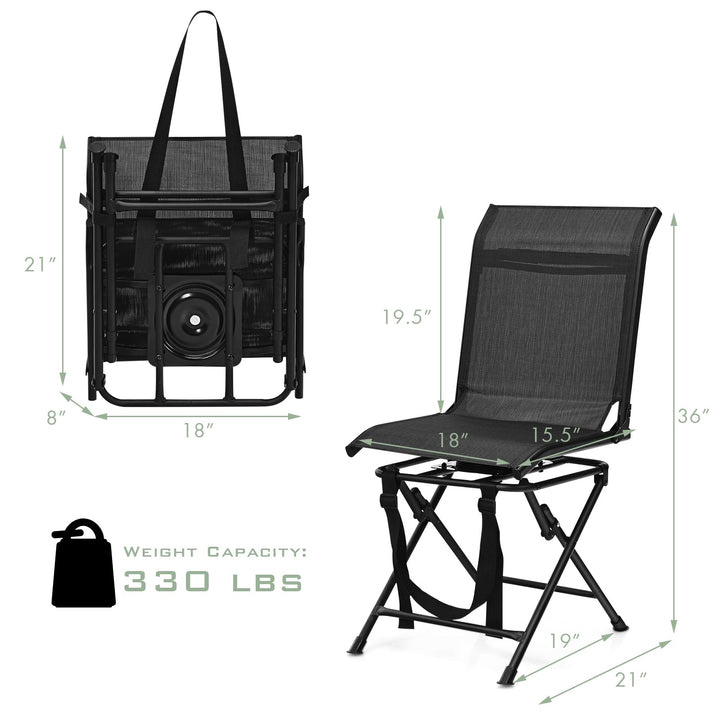 Foldable 360-degree Swivel Hunting Camping Chair with Iron Frame for All-weather Outdoor
