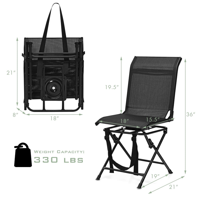 Foldable 360-degree Swivel Hunting Camping Chair with Iron Frame for All-weather Outdoor