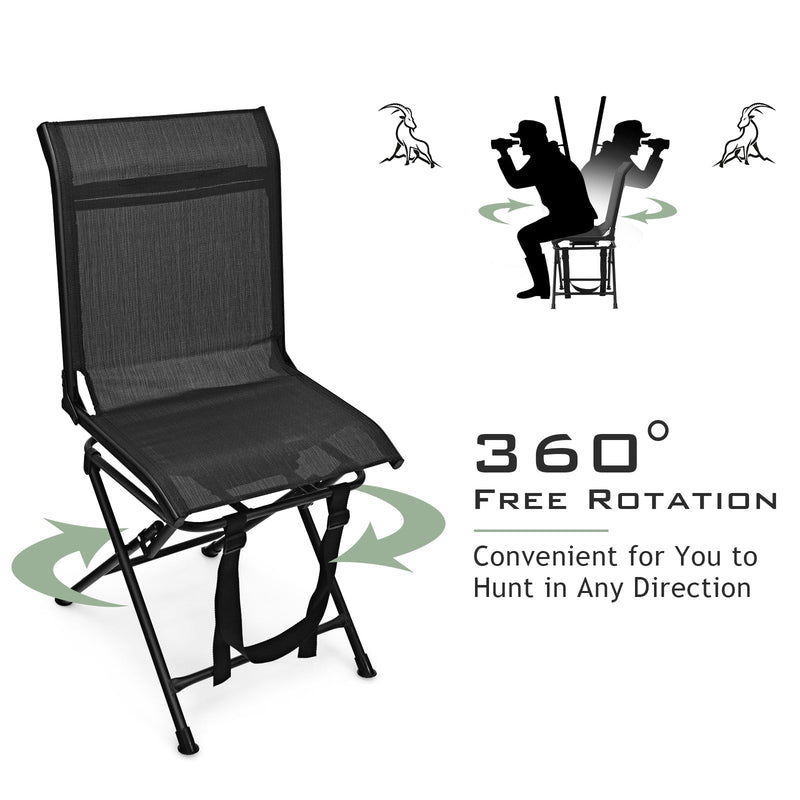 Foldable 360-degree Swivel Hunting Camping Chair with Iron Frame for All-weather Outdoor