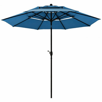 10ft Outdoor Patio 3 Tier Vented Offset Umbrella with 1.5" Aluminum Pole and 8 Sturdy Ribs