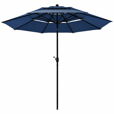 10ft Outdoor Patio 3 Tier Vented Offset Umbrella with 1.5" Aluminum Pole and 8 Sturdy Ribs