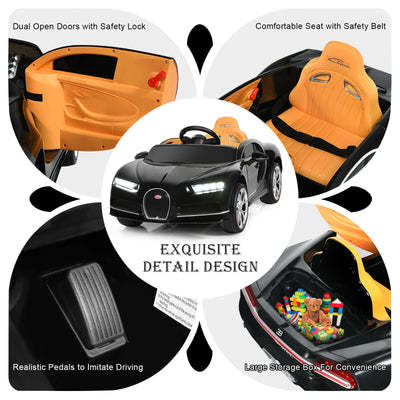12V Licensed Bugatti Chiron Kids Ride on Car with Storage Box and MP3