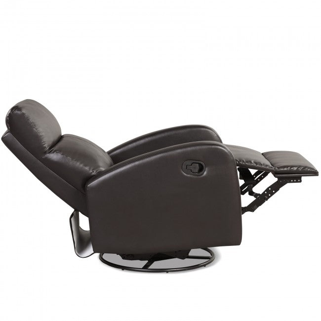 Single Recliner Chair Swivel Rocker Sofa Home Theater Seating with Padded Seat Backrest and Footrest