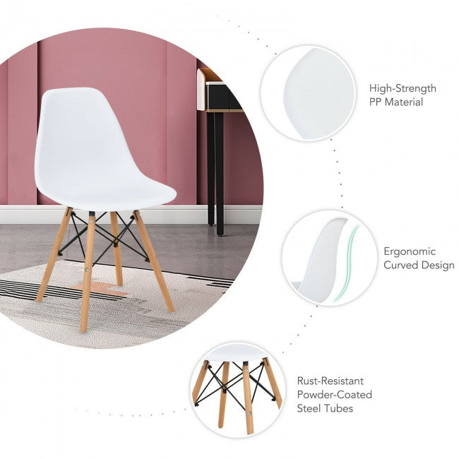 5 Pieces Modern Dining Table Set with Round Table and 4 White Chairs
