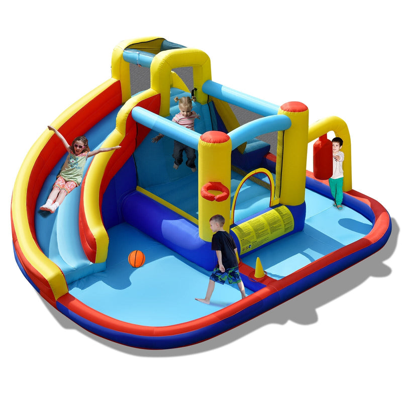 7-in-1 Inflatable Water Slide Bounce Castle Without Blower