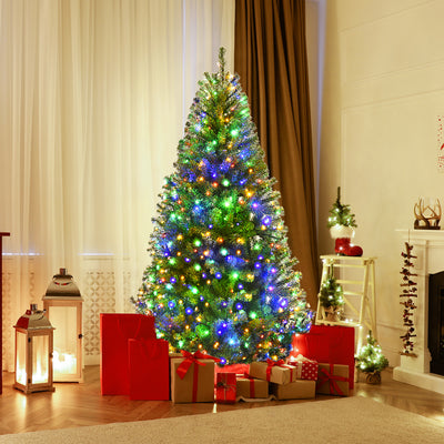 Pre-Lit Artificial Christmas Tree with Multicolored 150 LED Lights and Metal Stand