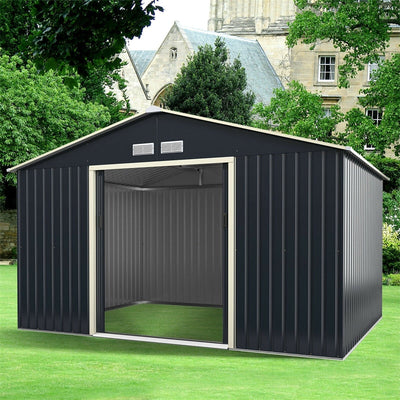 11' x 8' Outdoor Metal Storage Shed Backyard Garden Storage Cabinet Tool Shed with 4 Vents and Sliding Double Lockable Doors