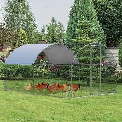 12.5ft Outdoor Metal Chicken Coop Walk-in Poultry Cage Run Galvanized Hen House Rabbits Habitat Cage with Cover