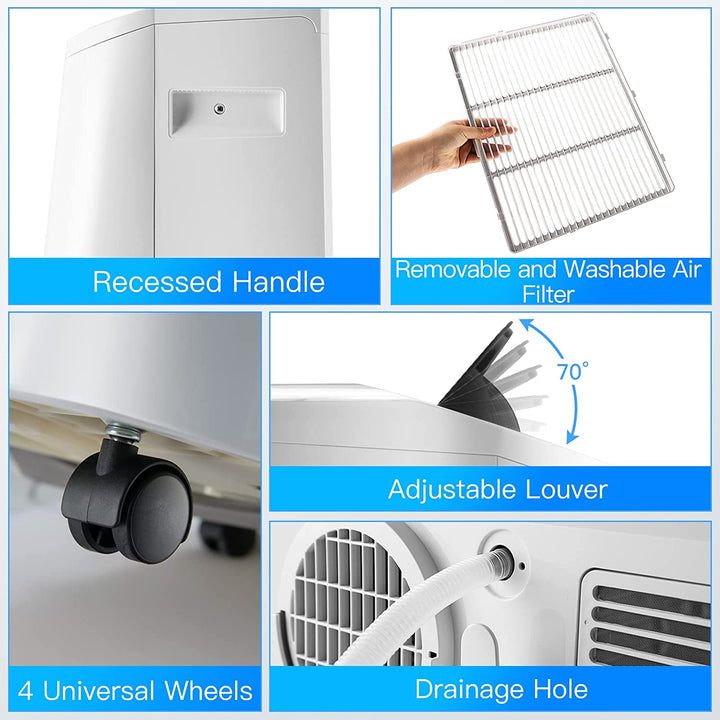 12000BTU Portable 4-in-1 Air Conditioner Oscillation Air Cooler with 3 Speeds and WiFi Smart Control