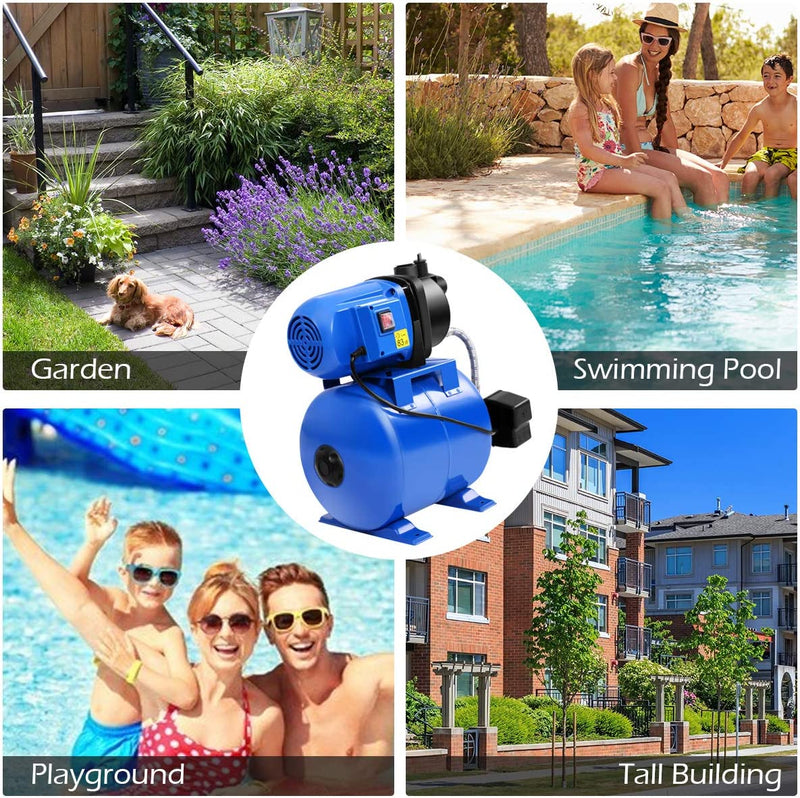 1200W 1.6HP Garden Water Pump Shallow Well Tank Pressurized Home Irrigation