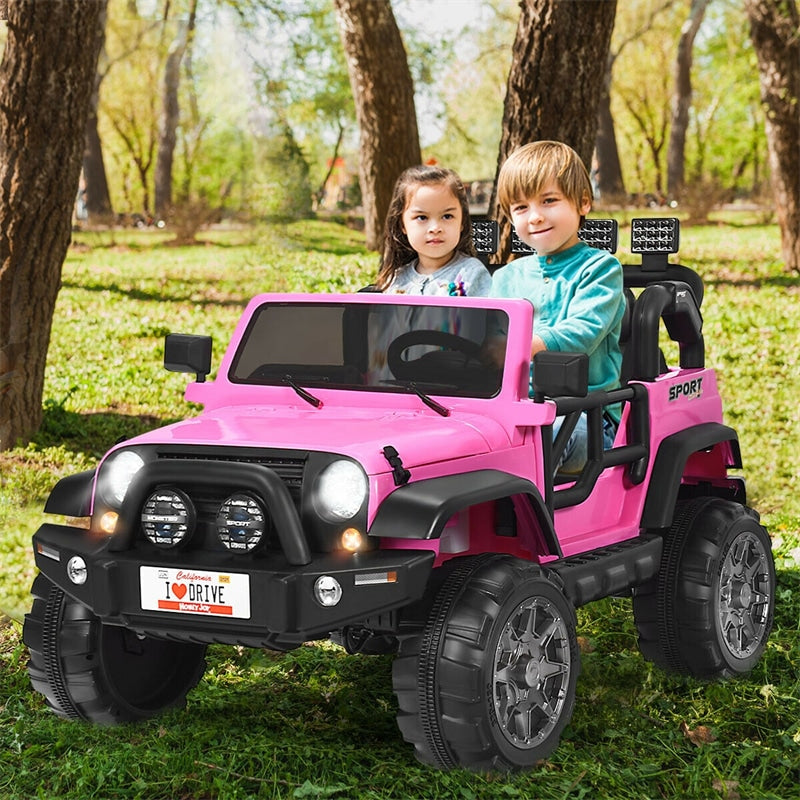 12V 2 Seat Kids Ride Truck Car Powered Electric Vehicle Toy with Parental Remote Control and LED Lights