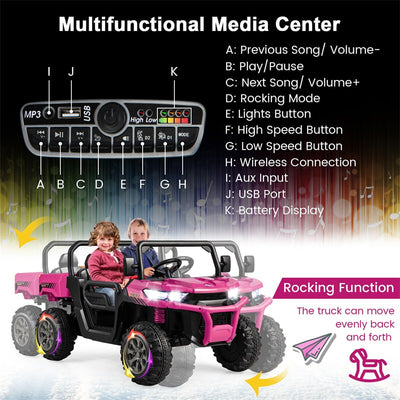 12V 2-Seater Ride On Car Electric Dump Truck Kids UTV Car with Remote Control Electric Dump Bed Rocking Function