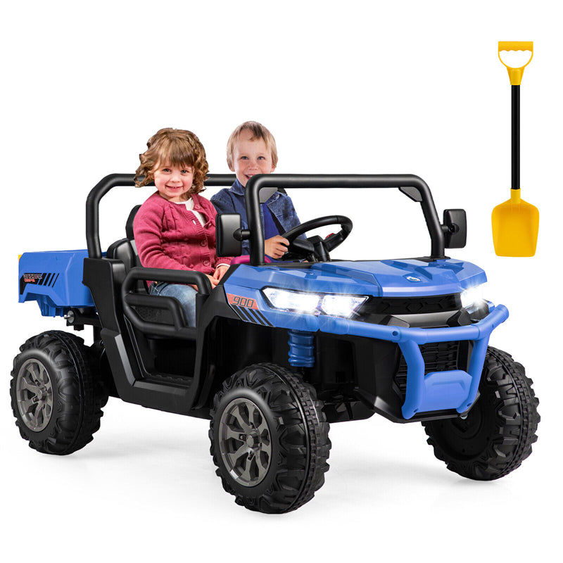 12V 2-Seater Ride On Car Electric Dump Truck Kids UTV Car with Remote Control Electric Dump Bed Rocking Function