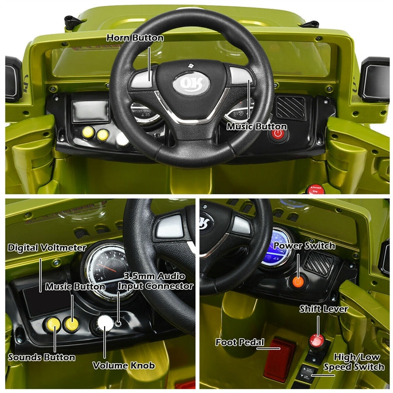 12V Battery Powered Car Kids Ride Truck with 2 Motors LED Lights MP3 Remote