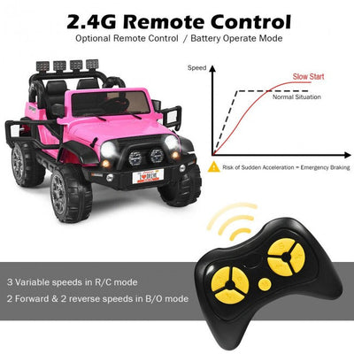 12V Battery Powered Truck Electric 2 Seater Kids Ride On Car with Parental Remote Control-Canada Only