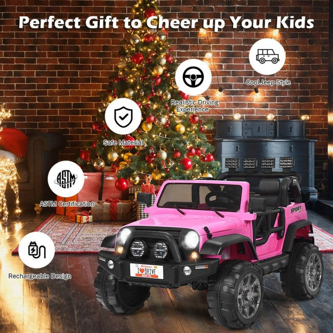 12V Battery Powered Truck Electric 2 Seater Kids Ride On Car with Parental Remote Control-Canada Only
