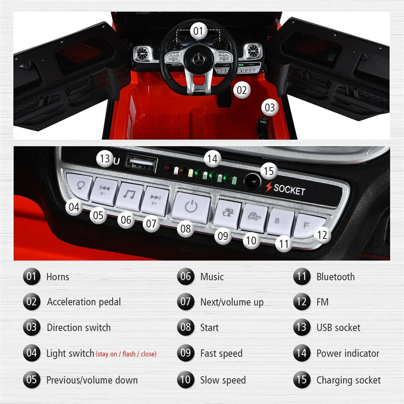 12V Battery Powered Vehicle License Mercedes-Benz G63 Children Ride in Car with Remote Control