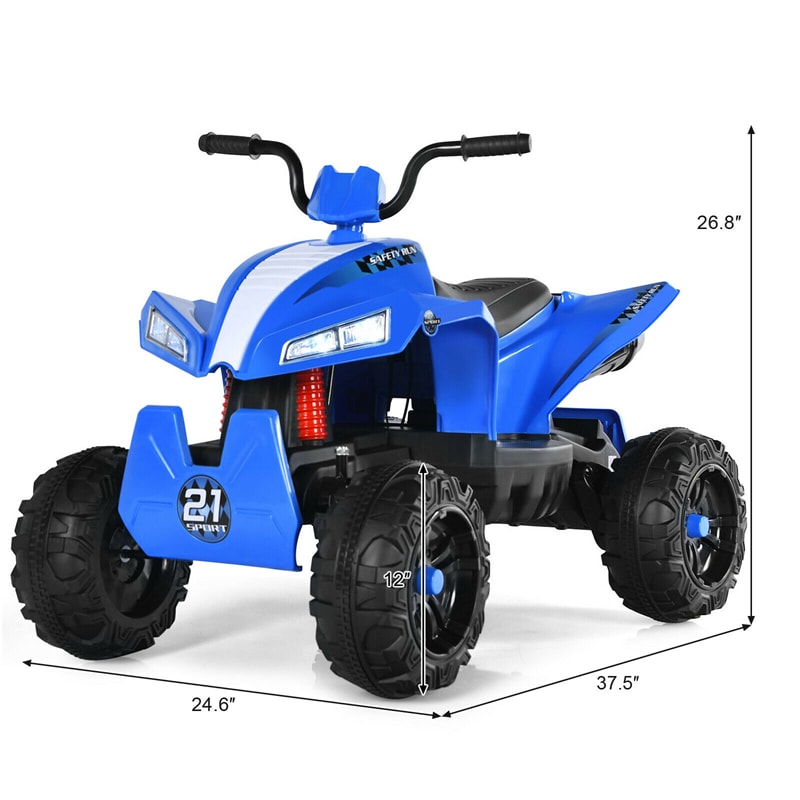 12V Kids Ride On ATV Quad 4-Wheeler Electric Toy Car with 4 LED Lights Spring Suspension