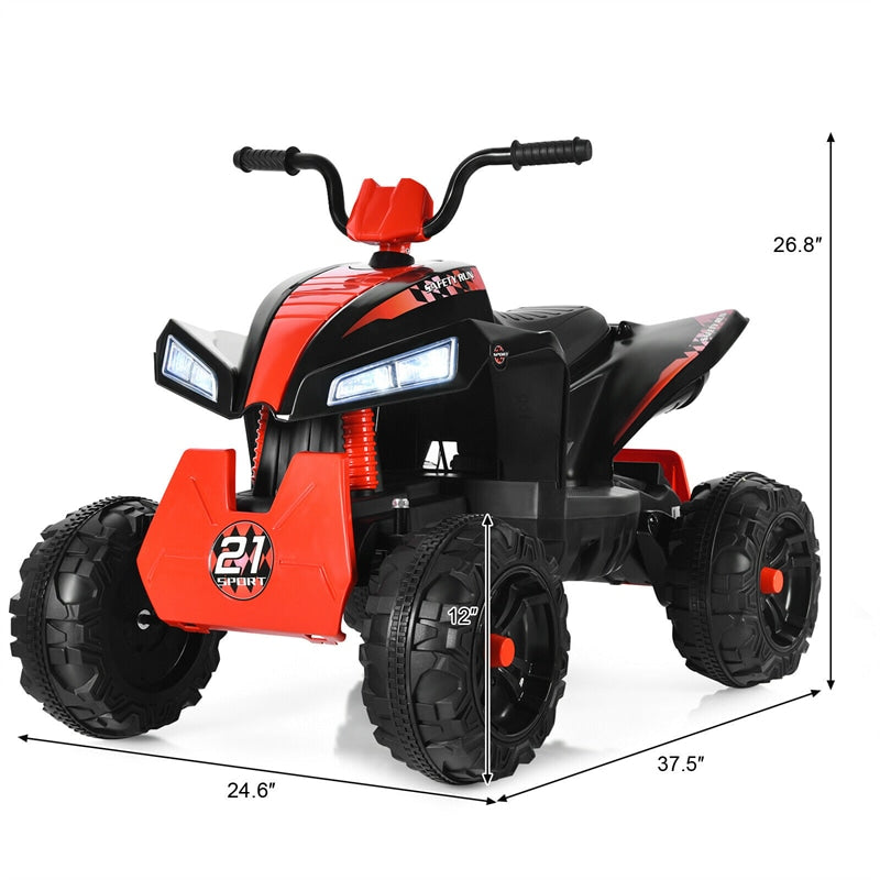 12V Kids Ride On ATV Quad 4-Wheeler Electric Toy Car with 4 LED Lights Spring Suspension