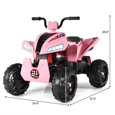 12V Kids Ride On ATV Quad 4-Wheeler Electric Toy Car with 4 LED Lights Spring Suspension