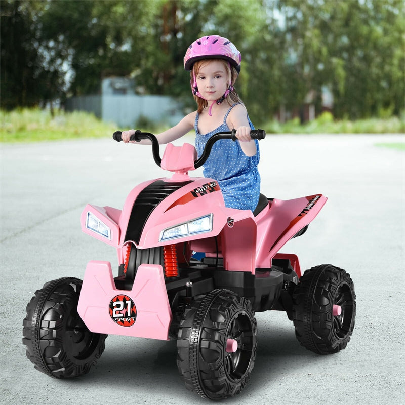 12V Kids Ride On ATV Quad 4-Wheeler Electric Toy Car with 4 LED Lights Spring Suspension