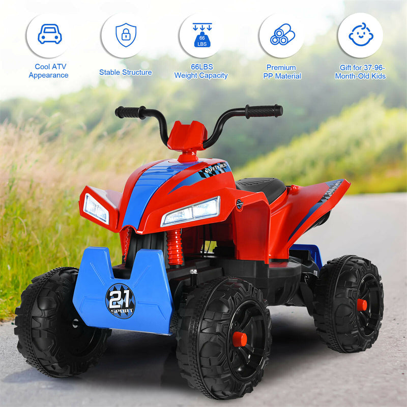 12V Kids Ride On ATV Quad 4-Wheeler Electric Toy Car with 4 LED Lights Spring Suspension