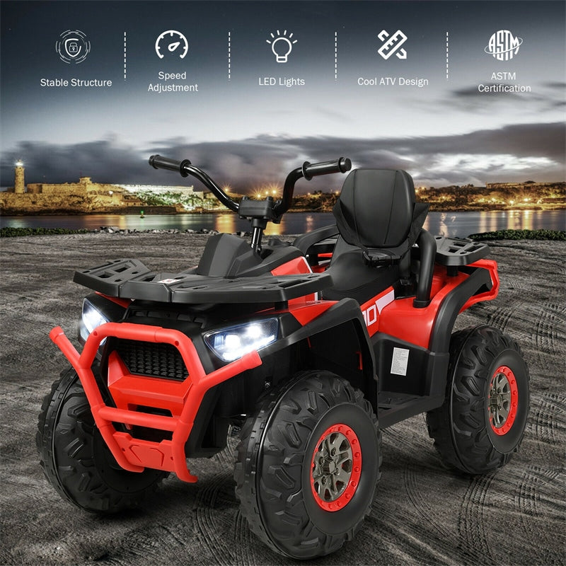 12V Kids Ride On 4-Wheeler ATV Quad Electric Toy Car with LED Lights
