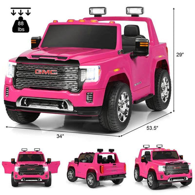 12V GMC 2-Seater Kids Ride On Truck Electric Car with Remote Control & Storage Box