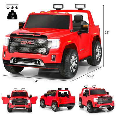 12V GMC 2-Seater Kids Ride On Truck Electric Car with Remote Control & Storage Box