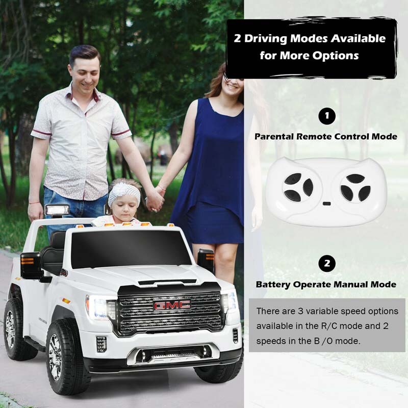 12V GMC 2-Seater Kids Ride On Truck Electric Car with Remote Control & Storage Box