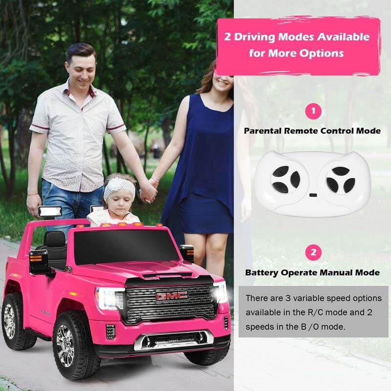 12V GMC 2-Seater Kids Ride On Truck Electric Car with Remote Control & Storage Box