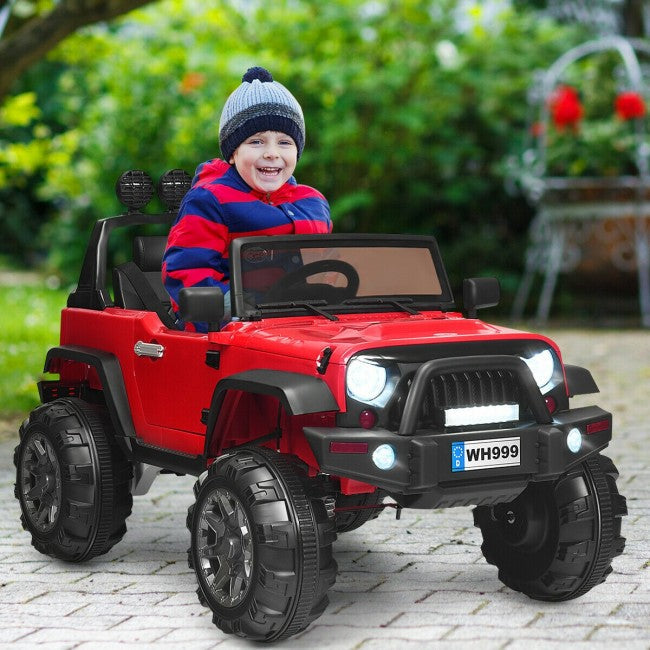 12V Kids Ride On Truck Battery Powered Electric Toy Car with Parent Remote Control and LED Lights-Canada Only