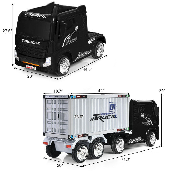 12V Kids Ride on Car Battery Powered Semi-Truck with Storage Container and Remote Control