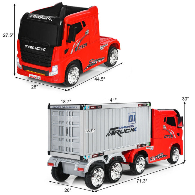 12V Kids Ride on Car Battery Powered Semi-Truck with Storage Container and Remote Control