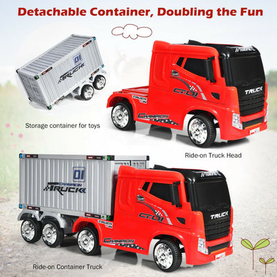 12V Kids Ride on Car Battery Powered Semi-Truck with Storage Container and Remote Control