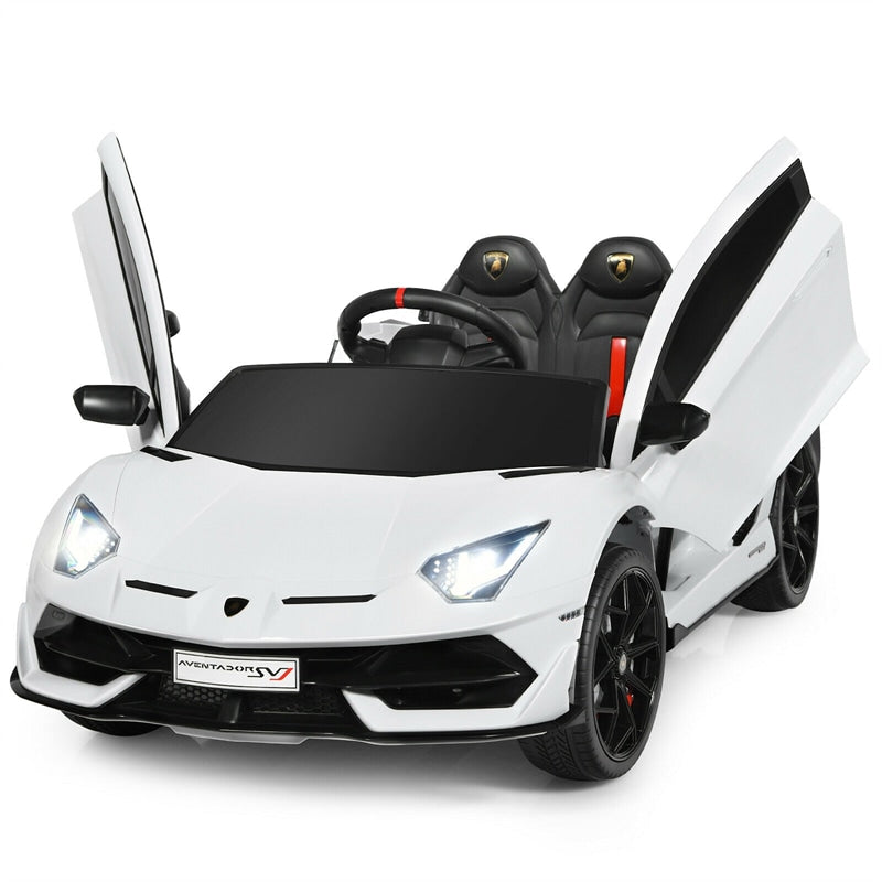 Kids Electric Ride On 12V Licensed Lamborghini Aventador SVJ Battery Powered Sports Car Toy with LED Headlights and R/C